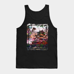 Japan Pagoda Cherry Blossoms Collage Art 68 Tank Top